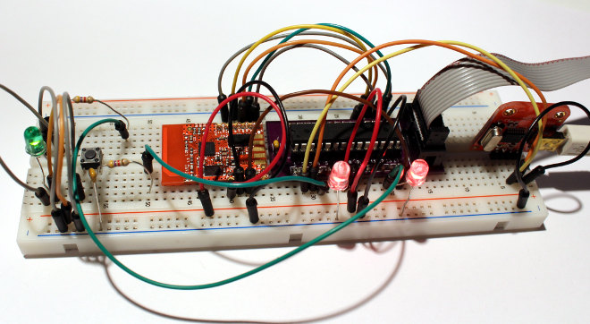 BLE test system on a breadboard