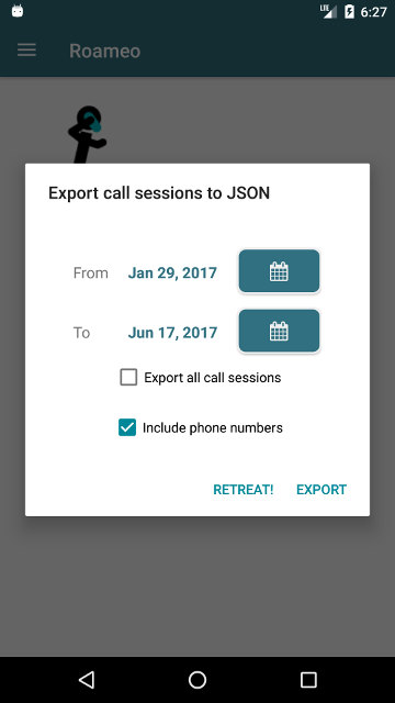 Session Exporter dialog